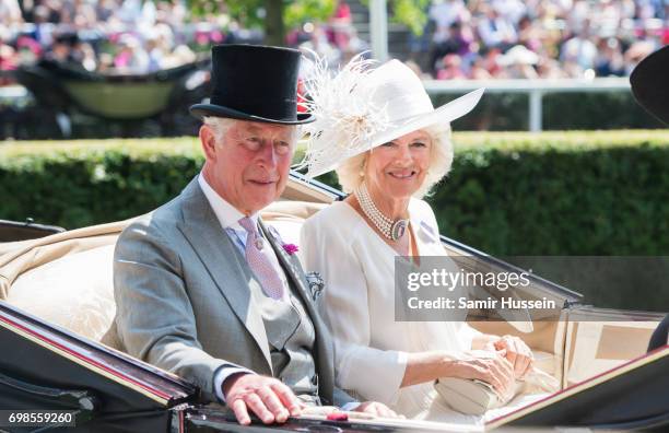 Camila, Duchess of Cornwall and and Prince Charles, Prince of Wales attend Royal Ascot 2017 at Ascot Racecourse on June 20, 2017 in Ascot, England.