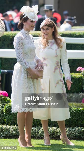 Catherine, Duchess of Cambridge and Princess Beatrice of York attend Royal Ascot 2017 at Ascot Racecourse on June 20, 2017 in Ascot, England.