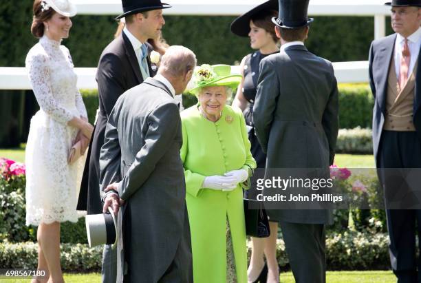 Catherine, Duchess of Cambridge, Prince William, Duke of Cambridge, Prince Philip, Duke of Edinburgh, Princess Eugenie of York and Prince Andrew,...