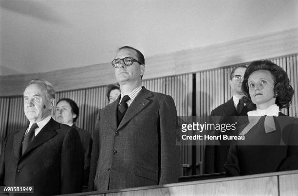 Jacques Chirac , the French Prime Minister, and his wife, Bernadette Chirac, attending an event with Soviet statesman Alexei Kosygin in Moscow,...