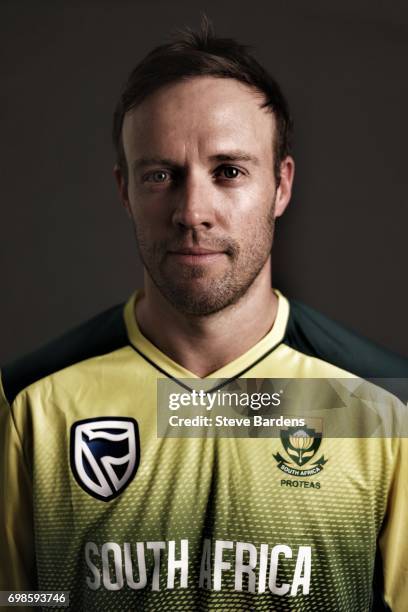 De Villiers, Captain of South Africa poses for a portrait ahead of the Twenty20 International between England and South Africa at Ageas Bowl on June...