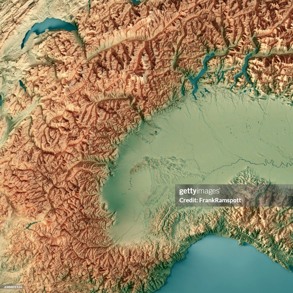 Piemonte staat Italië 3D Render topografische kaart