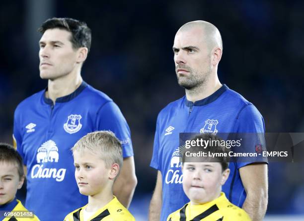 Everton's Gareth Barry and Everton's Darron Gibson