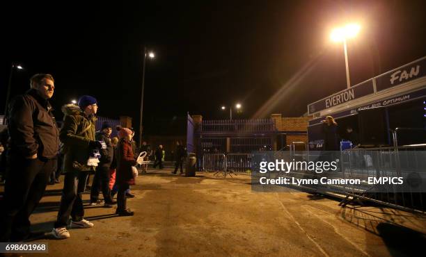 General view of Everton fans outside Goodison Park before kick-off