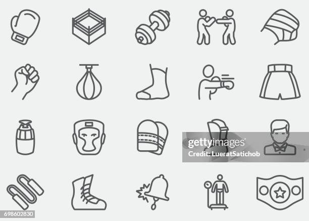 boxing and fighting line icons |eps10 - boxer stock illustrations