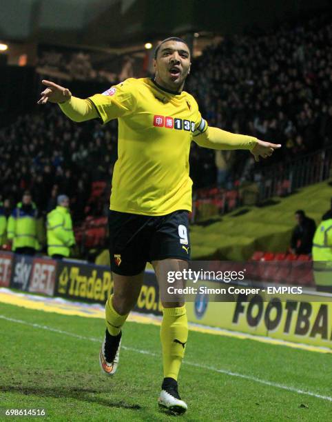 Watford's Troy Deeney celebrates scoring his side's first goal of the game