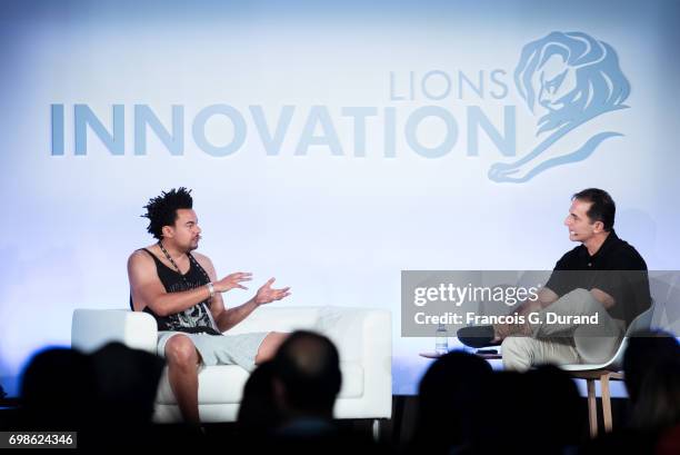 Music Producer, Founder and CEO of KIDinaKORNER, Alex Da Kid and Chief Digital Officer of IBM, Bob Lord attends the Cannes Lions Festival 2017 on...