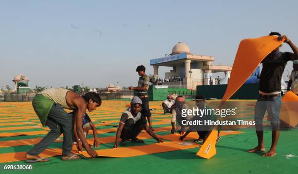 Full swing preparation going on at Rama Bai Ambedkar Maidan for tomorrow as Prime Minister Narendra Modi will present in the event of International...