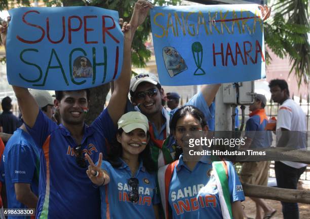 Indian Cricket Fans for Final match between India and Srilanka at Wankhede Stadium in Mumbai .