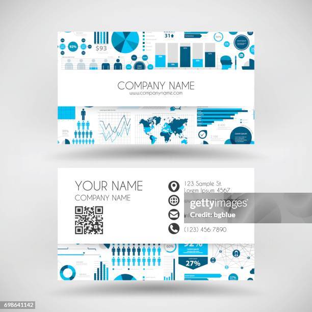 modern business card template with infographic background - square business card stock illustrations
