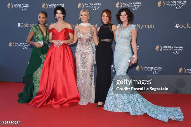 Reign Edwards, Jacqueline MacInnes Wood, Katherine Kelly Lang, Courtney Hope and Heather Tom attend the closing ceremony of the 57th Monte Carlo TV...