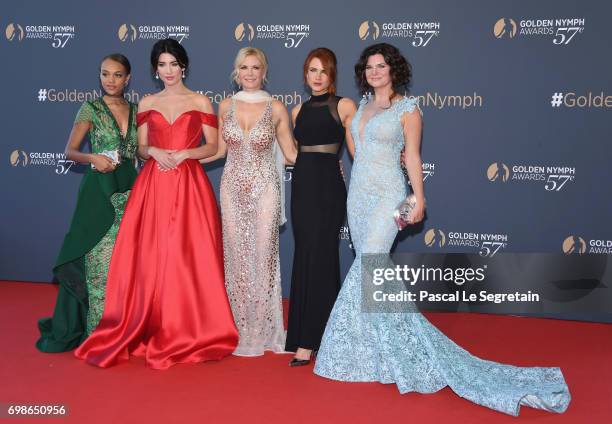 Reign Edwards, Jacqueline MacInnes Wood, Katherine Kelly Lang, Courtney Hope and Heather Tom attend the closing ceremony of the 57th Monte Carlo TV...