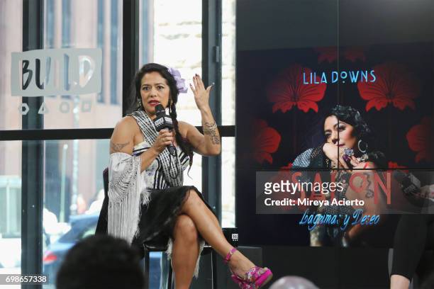 Singer-songwriter, Lila Downs visits Build to discuss BRIC "Celebrate Brooklyn!" Festiva at Build Studio on June 20, 2017 in New York City.