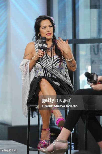 Singer-songwriter, Lila Downs visits Build to discuss BRIC "Celebrate Brooklyn!" Festiva at Build Studio on June 20, 2017 in New York City.