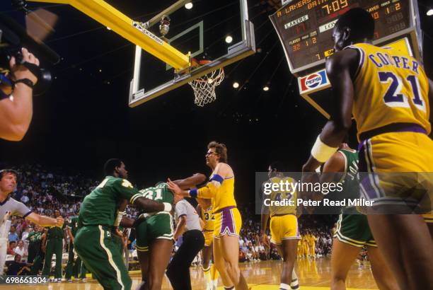 Finals: Los Angeles Lakers players in confrontation with Boston Celtics during game at The Forum Inglewood, CA 6/10/1984 CREDIT: Peter Read Miller