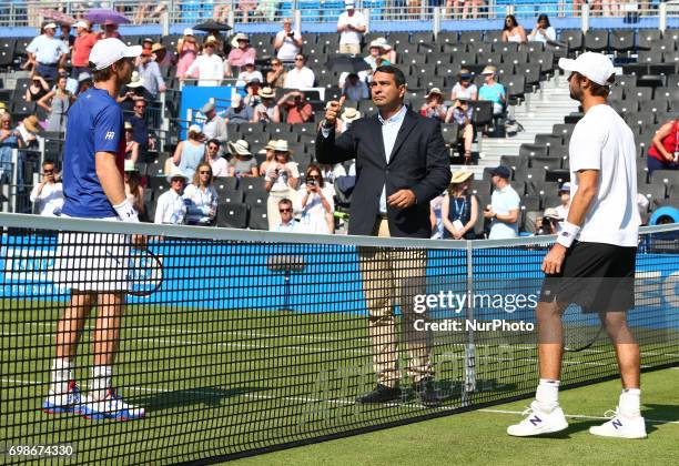 Andy Murray GBR shoe with his weeding on the lace during Round One match on the second day of the ATP Aegon Championships at the Queen's Club in west...