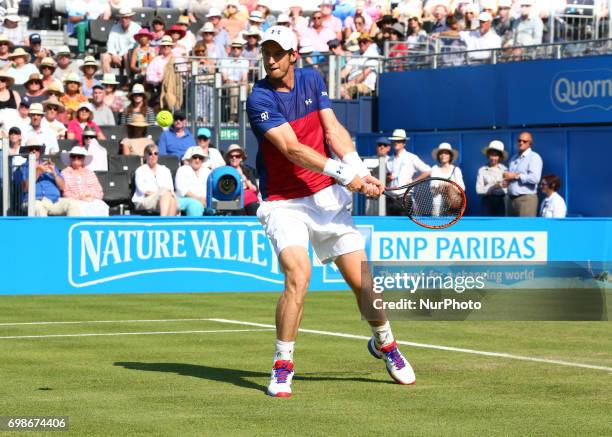 Andy Murray GBR against Jordan Thompson during Round One match on the second day of the ATP Aegon Championships at the Queen's Club in west London on...