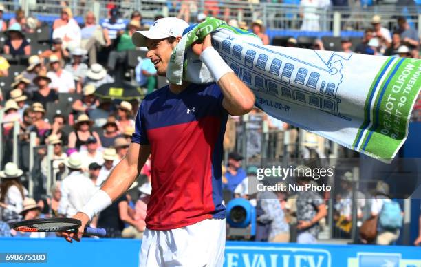 Andy Murray GBR against Jordan Thompson during Round One match on the second day of the ATP Aegon Championships at the Queen's Club in west London on...