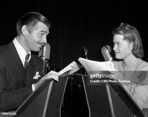 Clark Gable with Mary Taylor for CBS Radio program, Silver Theater, and the performance of For Richer, For Richer. Sunday, December 10, 1939....