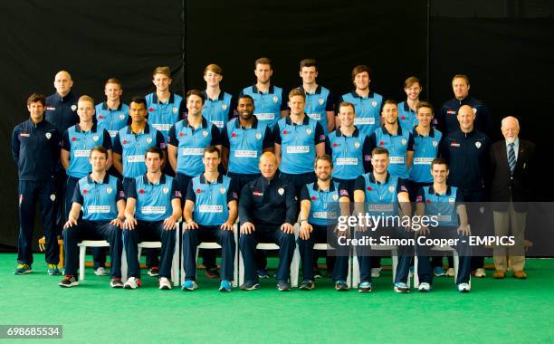 Derbyshire's Strength and Conditioning coach Jamie Tallent, Scott Elstone, Greg Cork, Tom Taylor, Ben Cotton, Harry White, Tom Knight, Adam...