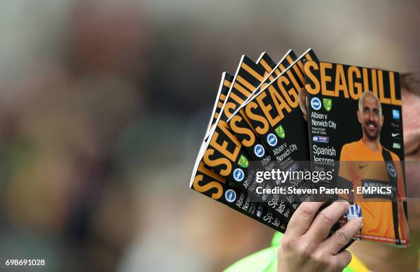 General view of match day programs at half time