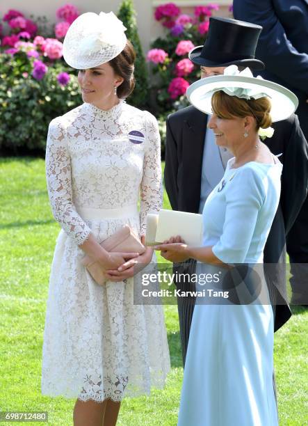 Catherine, Duchess of Cambridge and Carole Middleton attend Royal Ascot 2017 at Ascot Racecourse on June 20, 2017 in Ascot, England.