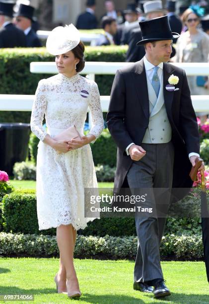 Catherine, Duchess of Cambridge and Prince William, Duke of Cambridge attend Royal Ascot 2017 at Ascot Racecourse on June 20, 2017 in Ascot, England.