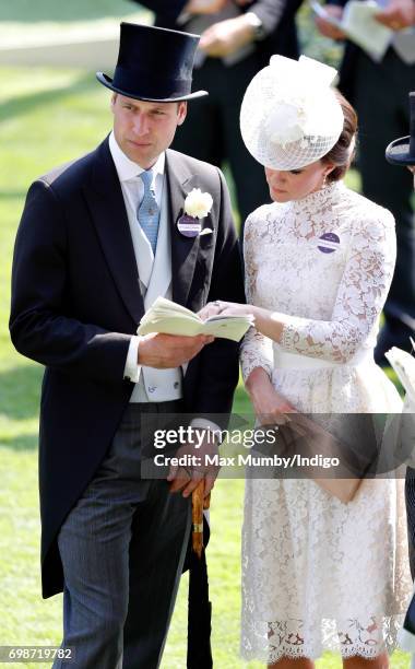 Prince William, Duke of Cambridge and Catherine, Duchess of Cambridge attend day 1 of Royal Ascot at Ascot Racecourse on June 20, 2017 in Ascot,...