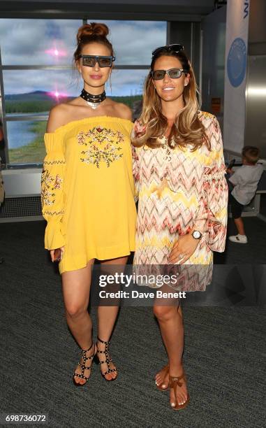 Ferne McCann and Danielle Lloyd attend the official launch of Dinosaurs in the Wild, a new immersive experience at NEC Arena on June 20, 2017 in...