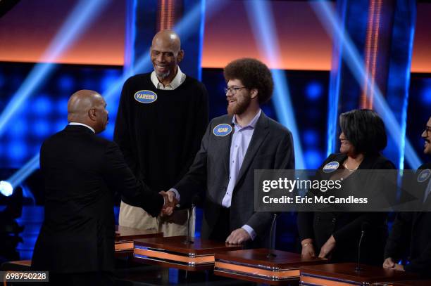 Harvey Family Men vs Harvey Family Women and Kareem Abdul-Jabbar vs Ralph Sampson"- The celebrity teams competing to win cash for their charities...