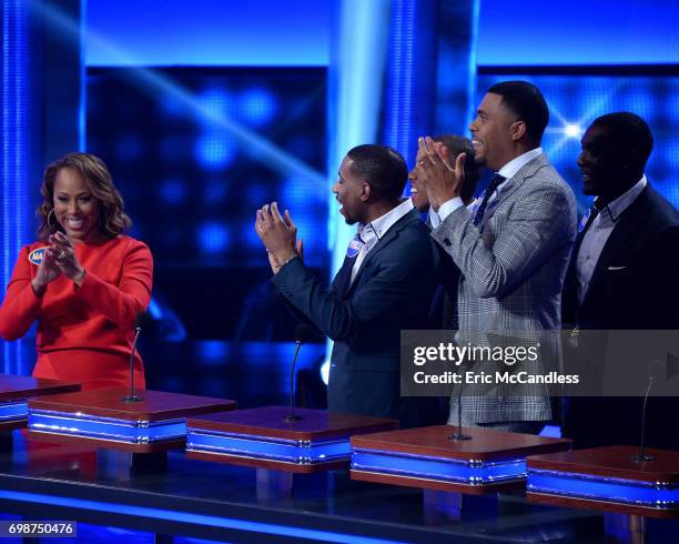 Harvey Family Men vs Harvey Family Women and Kareem Abdul-Jabbar vs Ralph Sampson"- The celebrity teams competing to win cash for their charities...