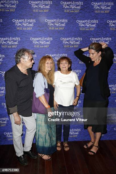 Composer Yves Simon, Director Diane Kurys, Actress Odile Michel and Actress Eleonore Klarwein attend "Diabolo Menthe" Retrospective at Cinema Le...