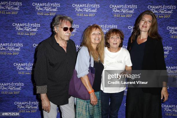 Composer Yves Simon, Actress Odile Michel, Director Diane Kurys and Actress Eleonore Klarwein attend "Diabolo Menthe" Retrospective at Cinema Le...