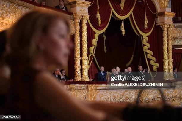 Russian President Vladimir Putin and Brazil's President Michel Temer attend a show played by the winners of the XIII International Ballet Competition...