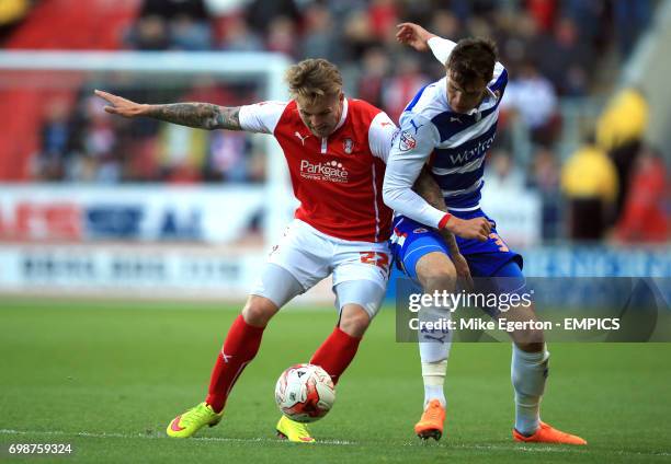 Rotherham United's Danny Ward and Reading's Jake Cooper in action