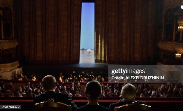 Russian President Vladimir Putin and Brazil's President Michel Temer attend the concert by the winners of the XIII International Ballet Competition...