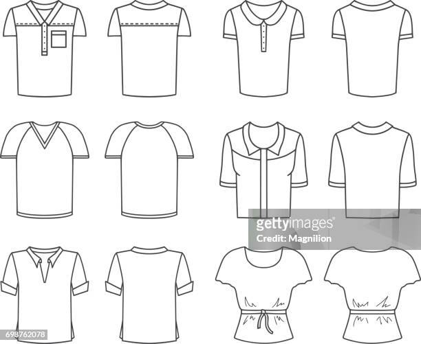 ilustrações de stock, clip art, desenhos animados e ícones de men's and women's t-shirts - sutiã