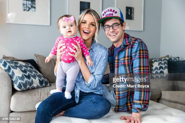 American television personality, correspondent, host, spokesperson and blogger Ali Fedotowsky is photographed with her family for Us Weekly on...