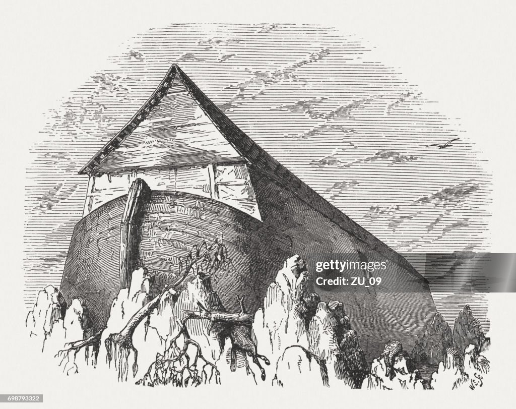 Noah's Ark (Genesis 8), wood engraving, published 1886