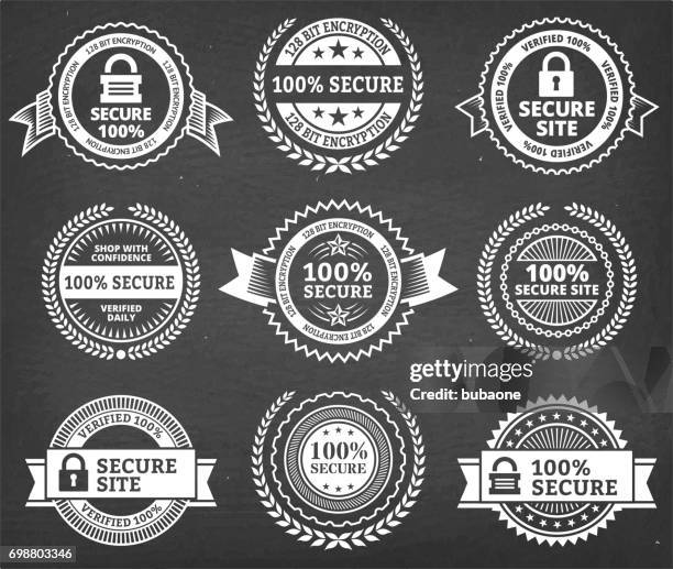 security badge black & white royalty free vector icon set - award security badge stock illustrations