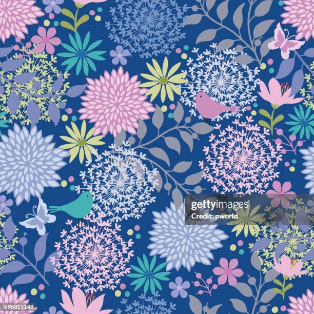 floral seamless pattern . - seamless floral pattern stock illustrations