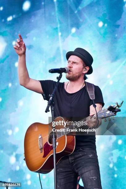 German singer Johannes Oerding performs live on stage during the Peace X Peace Festival at the Waldbuehne on June 18, 2017 in Berlin, Germany.