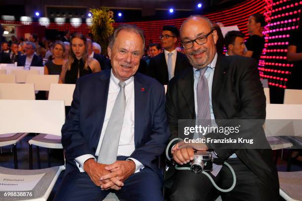 Joerg Sennheiser and Andreas Kaufmann attend the Deutscher Gruenderpreis on June 20, 2017 in Berlin, Germany.