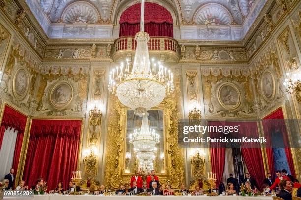 King Willem-Alexander of The Netherlands and Queen Maxima of The Netherlands attend the official state banquet presented by President Sergio...