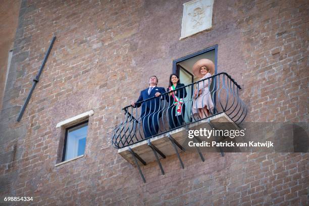 King Willem-Alexander of The Netherlands and Queen Maxima of The Netherlands visit mayor Virginia Raggi at Campidoglio during the first day of a...