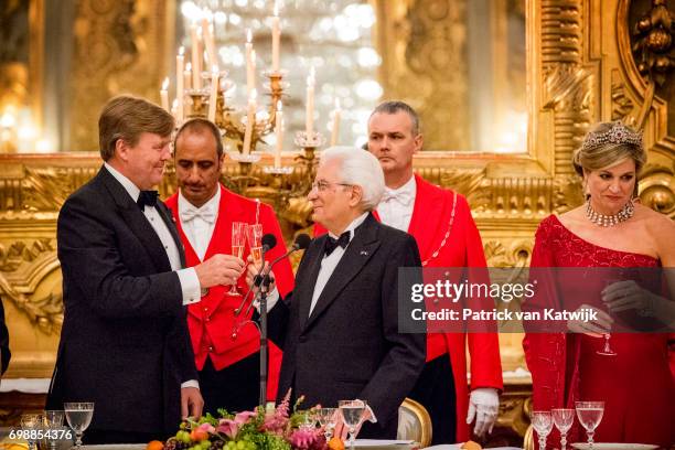 King Willem-Alexander of The Netherlands and Queen Maxima of The Netherlands attend the official state banquet presented by President Sergio...