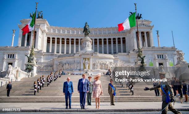 King Willem-Alexander of The Netherlands and Queen Maxima of The Netherlands attend a commemoration ceremony and lay down a wreath at the Altare...