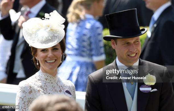 Catherine, Duchess of Cambridge and Prince William, Duke of Cambridge attend the first day off Royal Ascot 2017 at Ascot Racecourse on June 20, 2017...