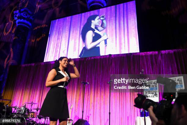 Singer-songwriter Jordin Sparks performs at the Big Brothers Big Sisters of NYC annual Casino Jazz Night at Cipriani 42nd Street on June 20, 2017 in...