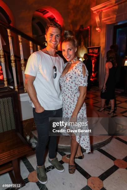 Richard Fleeshman and Selinda Schumacher attends the press night after party for "Bat Out Of Hell: The Musical" at The Institute of Directors on June...